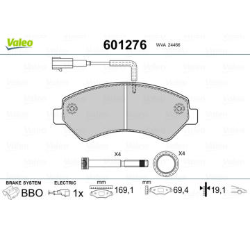 Sada brzdových destiček, kotoučová brzda VALEO 601276