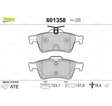 Sada brzdových destiček, kotoučová brzda VALEO 601358