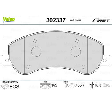 Sada brzdových destiček, kotoučová brzda VALEO 302337