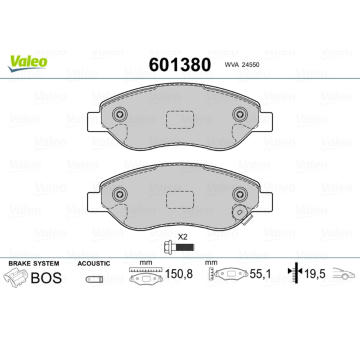 Sada brzdových destiček, kotoučová brzda VALEO 601380