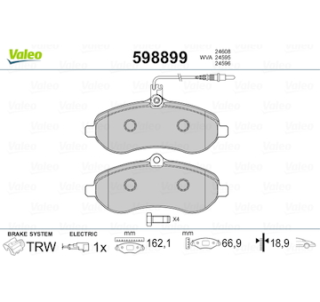 Sada brzdových destiček, kotoučová brzda VALEO 598899