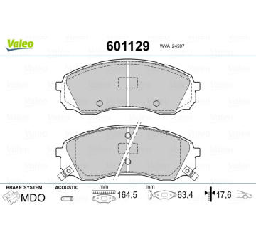 Sada brzdových destiček, kotoučová brzda VALEO 601129