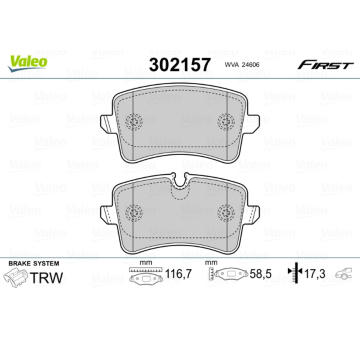 Sada brzdových destiček, kotoučová brzda VALEO 302157