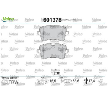 Sada brzdových destiček, kotoučová brzda VALEO 601378
