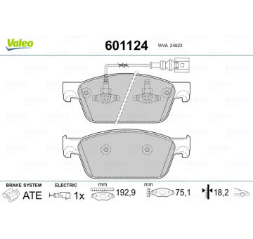 Sada brzdových platničiek kotúčovej brzdy VALEO 601124