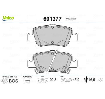 Sada brzdových platničiek kotúčovej brzdy VALEO 601377