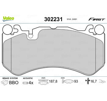 Sada brzdových platničiek kotúčovej brzdy VALEO 302231