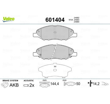 Sada brzdových destiček, kotoučová brzda VALEO 601404