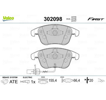 Sada brzdových destiček, kotoučová brzda VALEO 302098