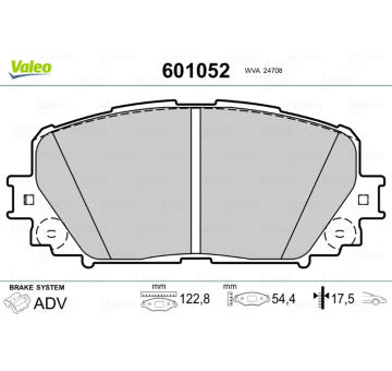 Sada brzdových destiček, kotoučová brzda VALEO 601052