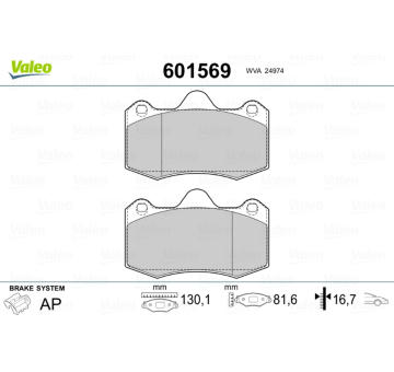 Sada brzdových destiček, kotoučová brzda VALEO 601569