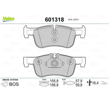 Sada brzdových destiček, kotoučová brzda VALEO 601318