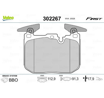 Sada brzdových destiček, kotoučová brzda VALEO 302267