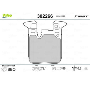 Sada brzdových destiček, kotoučová brzda VALEO 302266