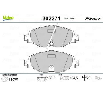 Sada brzdových destiček, kotoučová brzda VALEO 302271