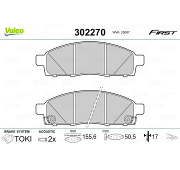 Sada brzdových destiček, kotoučová brzda VALEO 302270