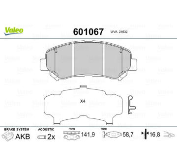 Sada brzdových destiček, kotoučová brzda VALEO 601067