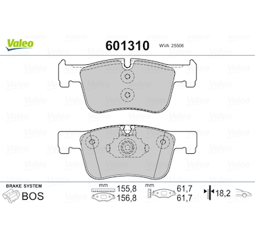 Sada brzdových destiček, kotoučová brzda VALEO 601310