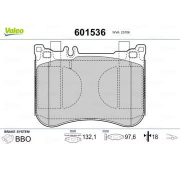 Sada brzdových destiček, kotoučová brzda VALEO 601536