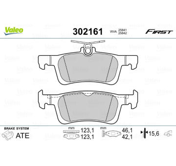 Sada brzdových destiček, kotoučová brzda VALEO 302161