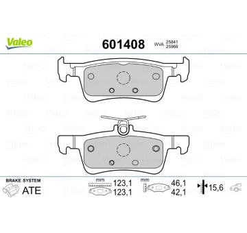 Sada brzdových destiček, kotoučová brzda VALEO 601408