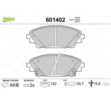 Sada brzdových destiček, kotoučová brzda VALEO 601402