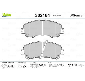 Sada brzdových destiček, kotoučová brzda VALEO 302164