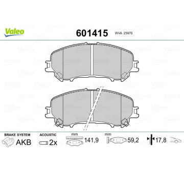 Sada brzdových destiček, kotoučová brzda VALEO 601415