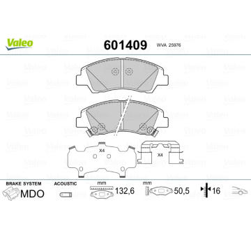 Sada brzdových destiček, kotoučová brzda VALEO 601409