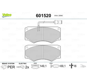 Sada brzdových destiček, kotoučová brzda VALEO 601520