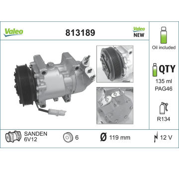 Kompresor, klimatizace VALEO 813189