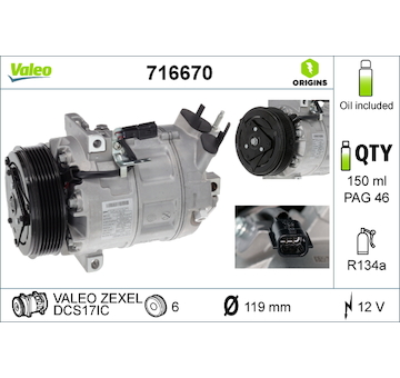 Kompresor, klimatizace VALEO 716670