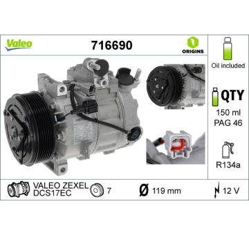 Kompresor, klimatizace VALEO 716690