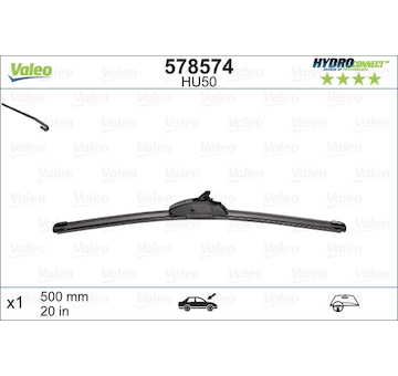 Stěrač VALEO HYDROCONNECT 500 mm - plochý VALEO (578574) HU50