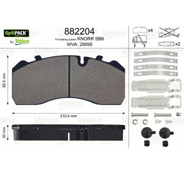 Sada brzdových destiček, kotoučová brzda VALEO 882204