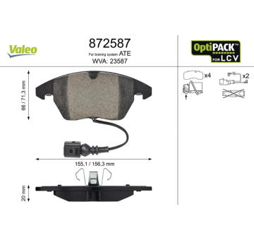 Sada brzdových destiček, kotoučová brzda VALEO 872587