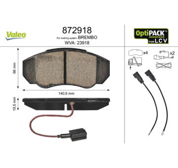 Sada brzdových destiček, kotoučová brzda VALEO 872918