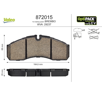 Sada brzdových destiček, kotoučová brzda VALEO 872015