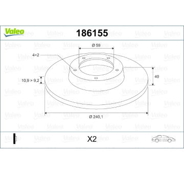 Brzdový kotouč VALEO 186155