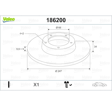 Brzdový kotouč VALEO 186200