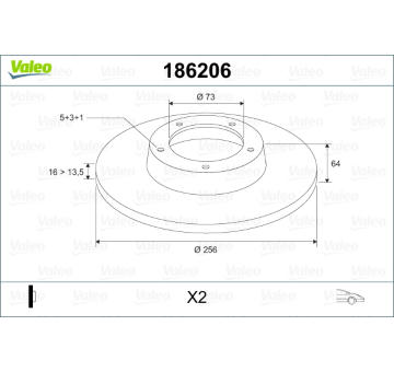 Brzdový kotouč VALEO 186206