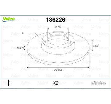 Brzdový kotouč VALEO 186226