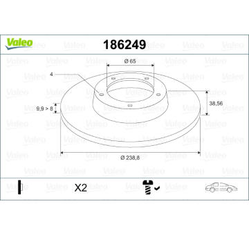 Brzdový kotouč VALEO 186249