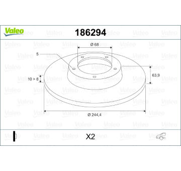 Brzdový kotouč VALEO 186294