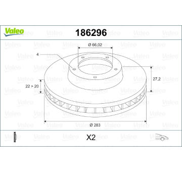 Brzdový kotouč VALEO 186296