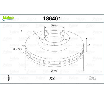 Brzdový kotouč VALEO 186401