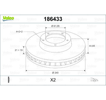 Brzdový kotouč VALEO 186433