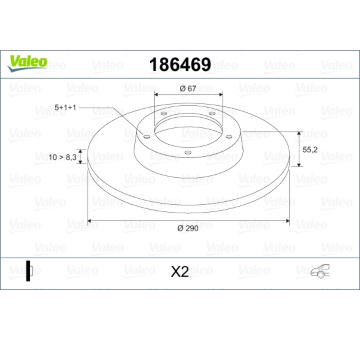 Brzdový kotouč VALEO 186469