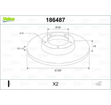 Brzdový kotouč VALEO 186487