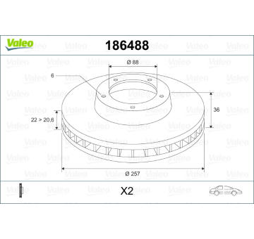 Brzdový kotouč VALEO 186488